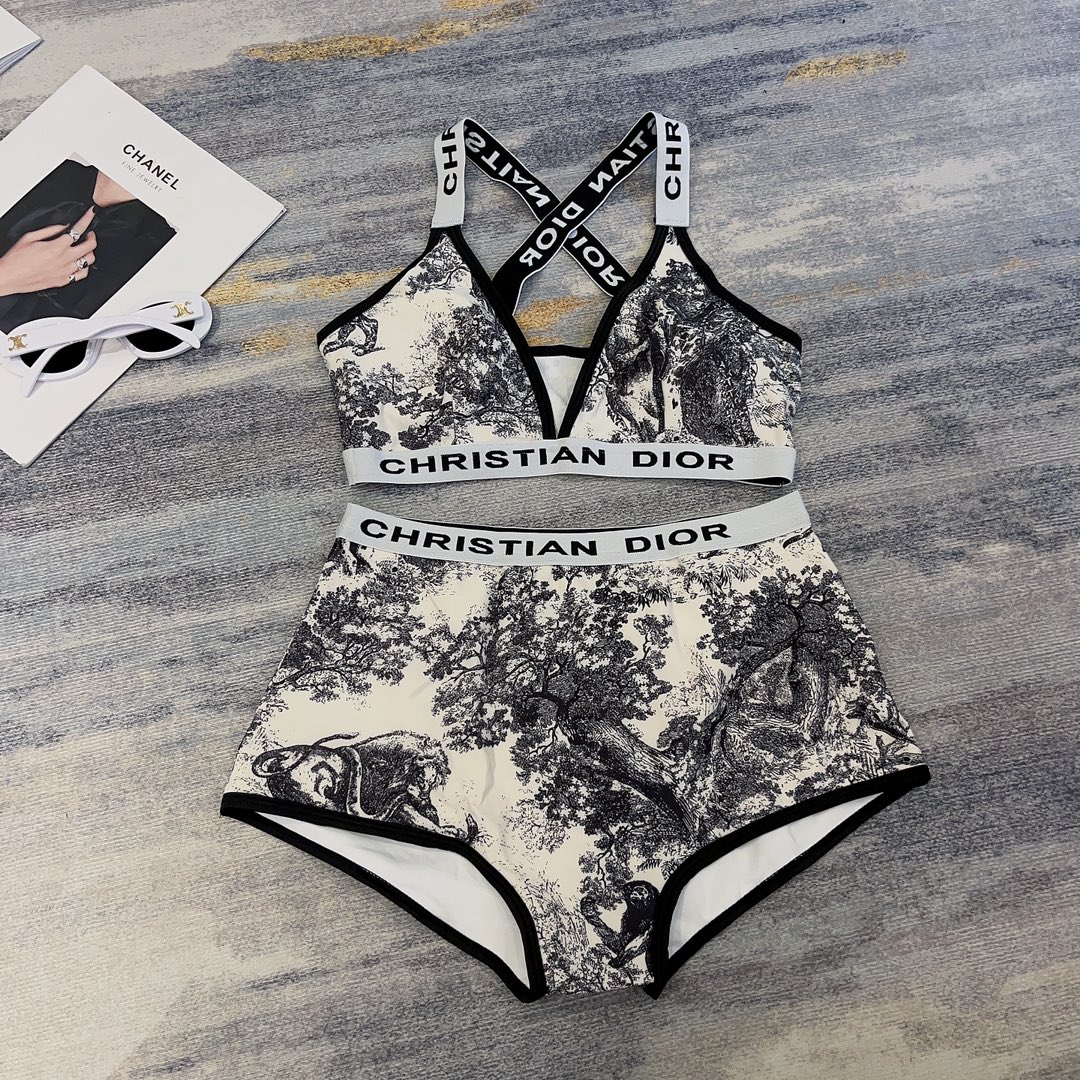 dior zoo series two piece swimsuit