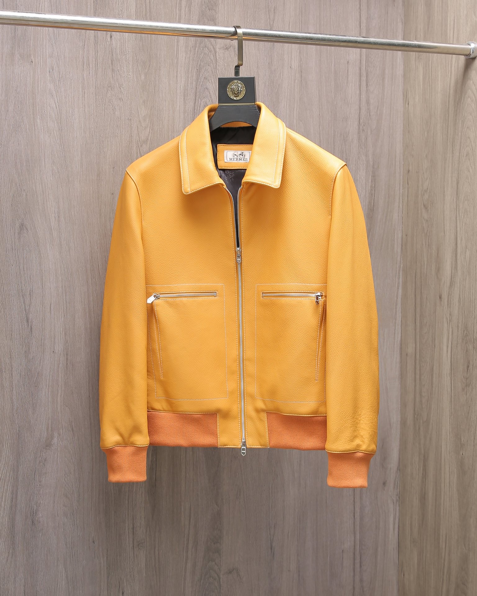 Hermès Collector's style jacket in pebbled lambskin