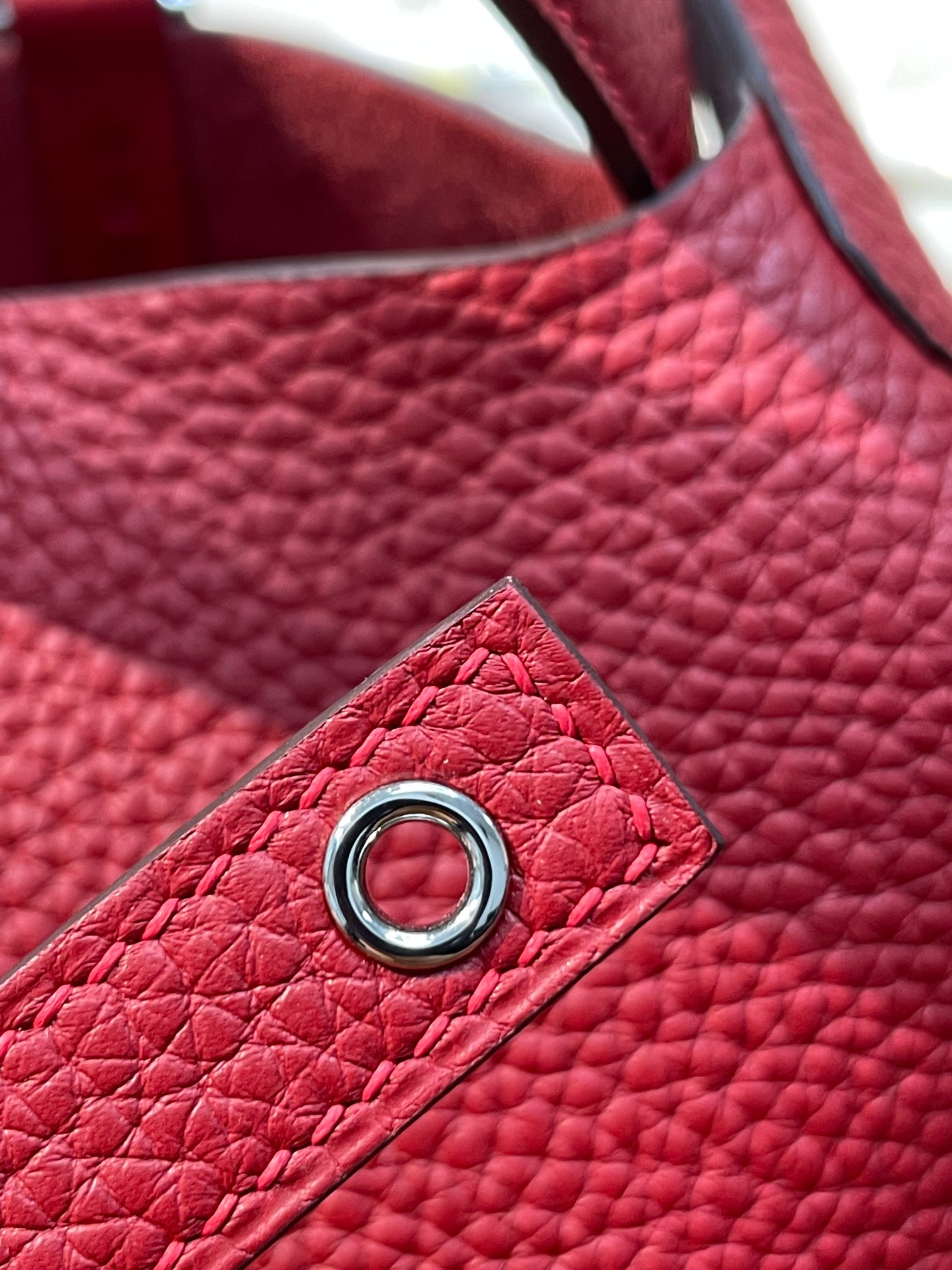 picotin18 national flag red TC leather silver buckle