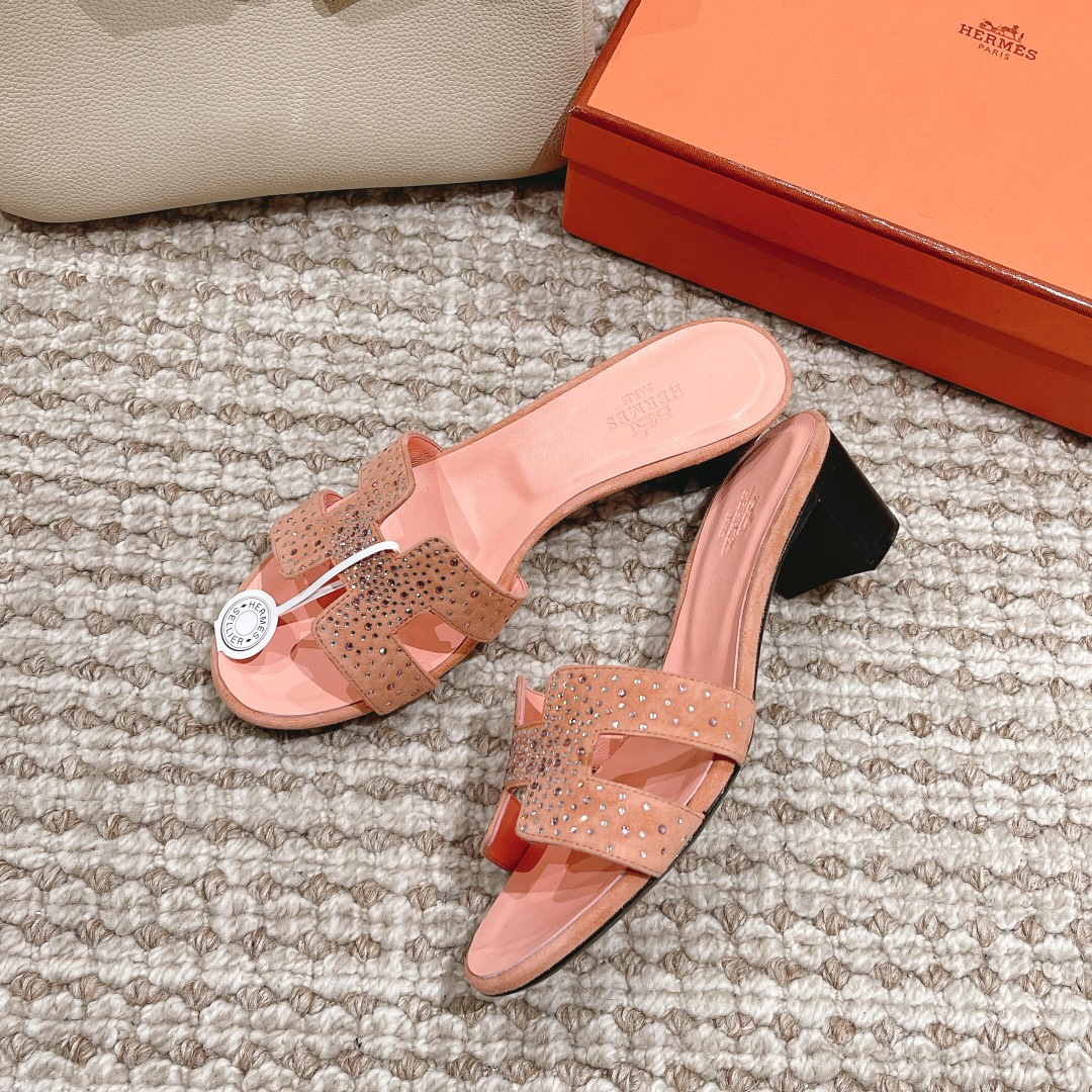 Hermes Oasis diamond face slippers series