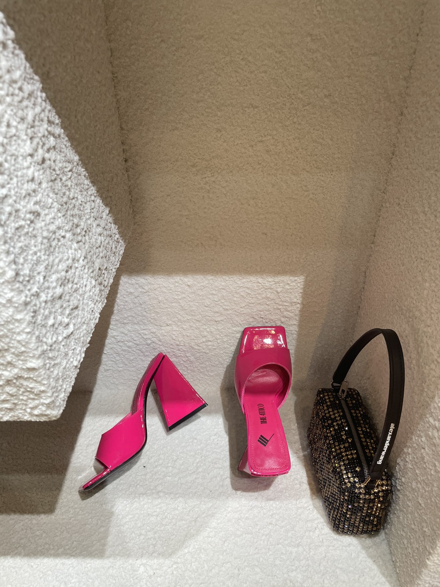 THE ATTICO | 𝟐𝟎𝟐𝟏/𝐒𝐒 𝐧𝐞𝐰 The attico triangle heel sandals lined with sheepskin leather genuine leather outsole