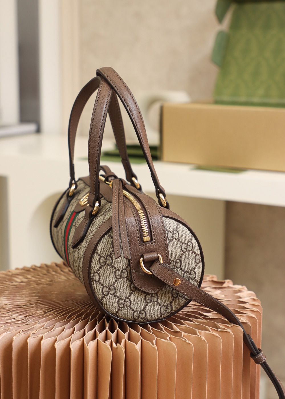 GUCCI 𝙊𝙥𝙝𝙞𝙙𝙞𝙖 series 𝙂𝙂 Boston_genuine leather #602577