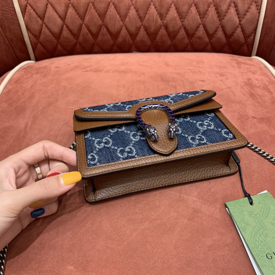 GUCCI 𝙂𝙐𝘾𝘾𝙄 𝘿𝙀𝙉𝙄𝙈 Denim Series Denim Dionysus Mini 16 # 476432