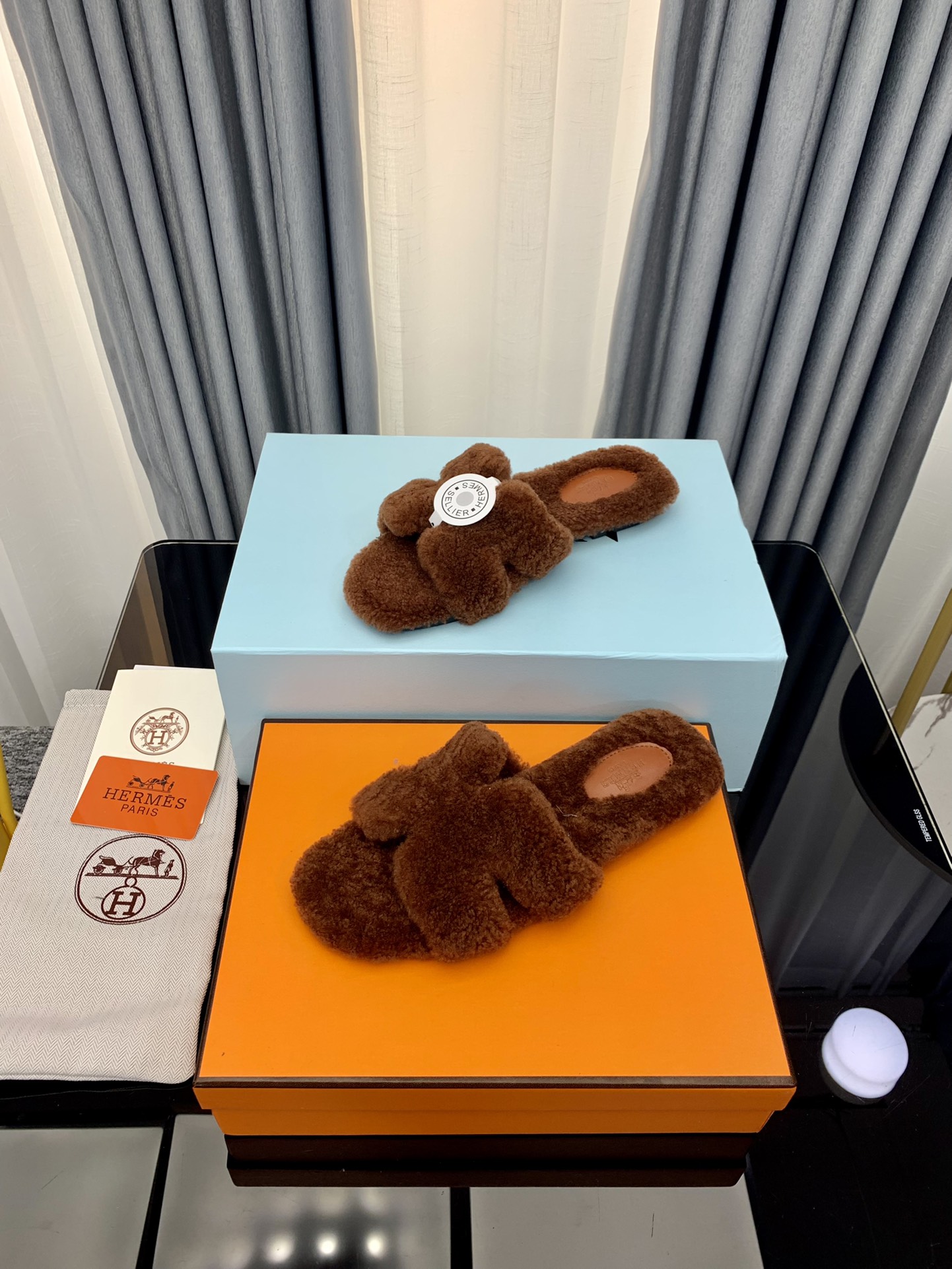 Hermes Autumn and Winter Flat Fur Drags