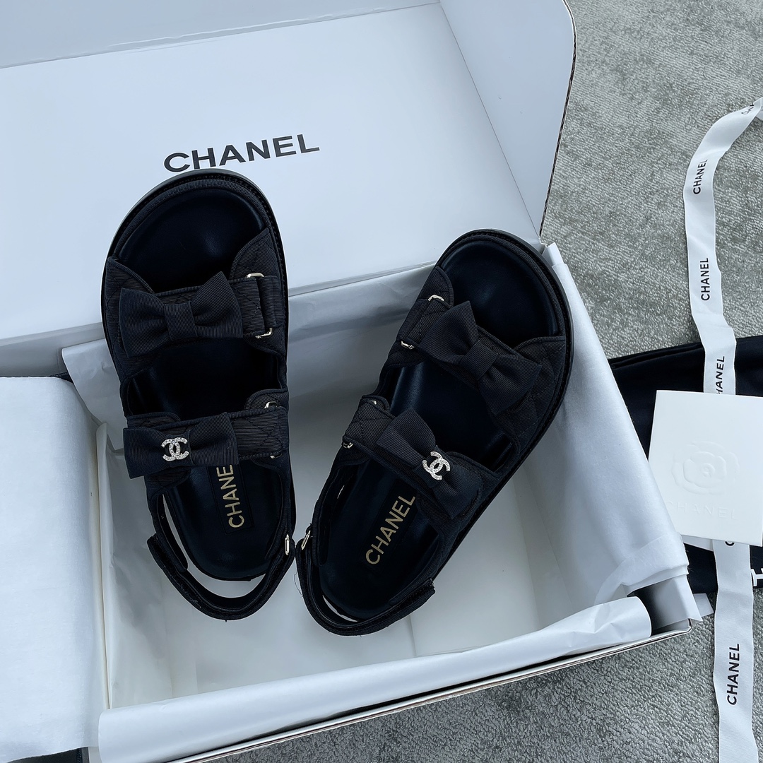 CHANEL new color bow sandals classic beach shoes every year the new color