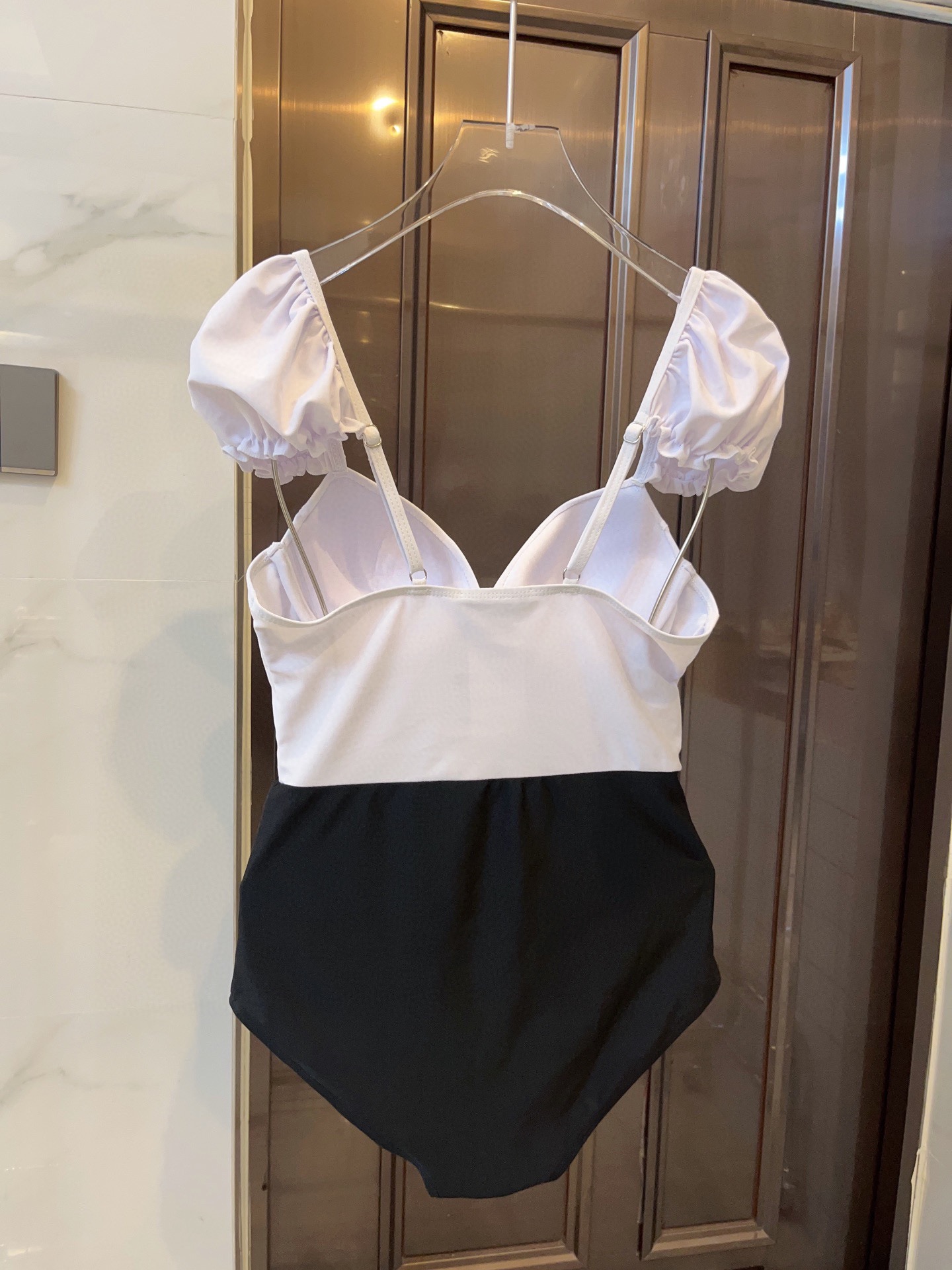 Chanel New One-piece swimming costume with steel ring
