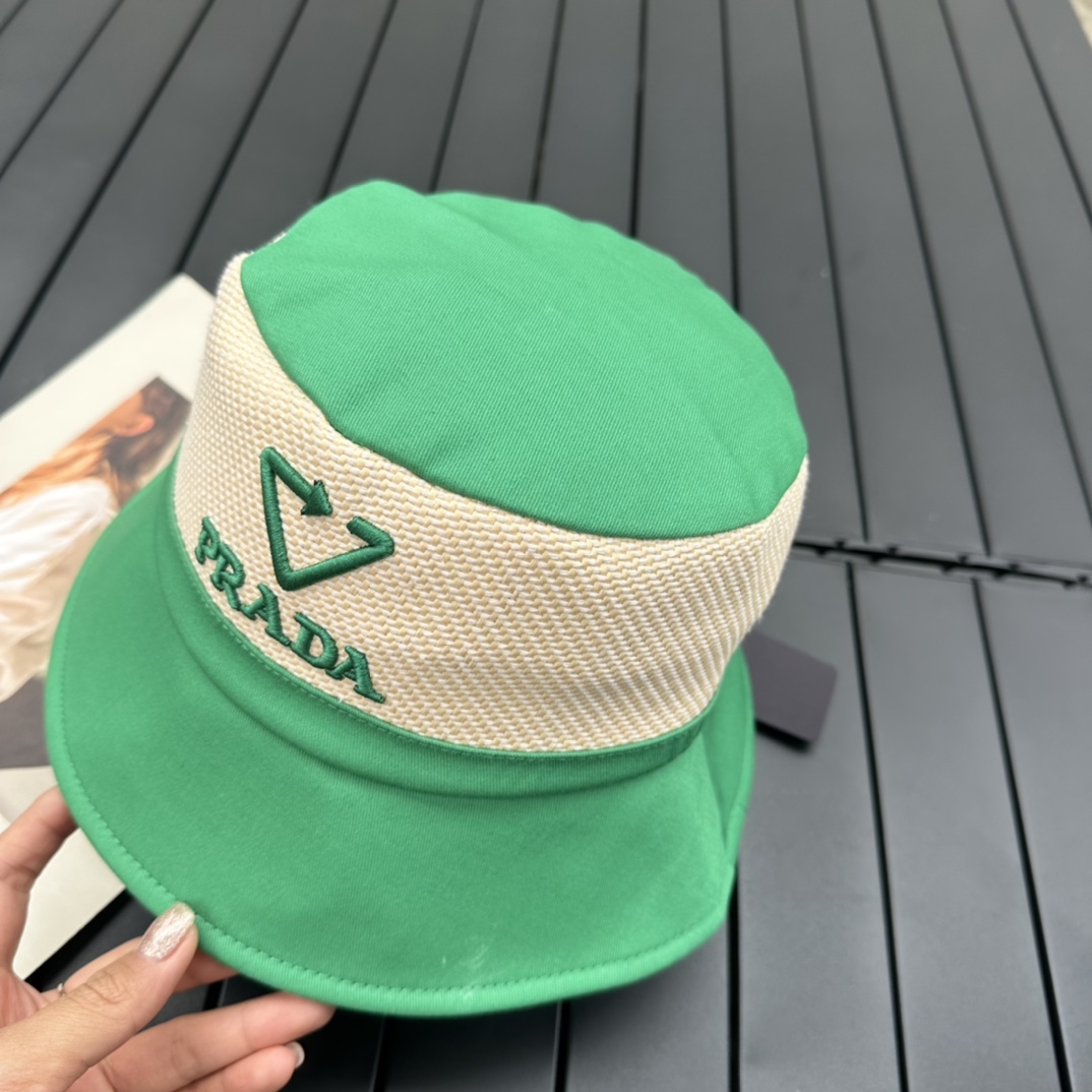 prada classic triangle bucket hat
