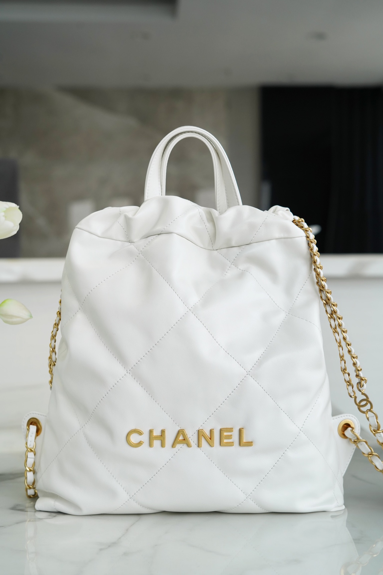 𝗖𝗛𝗔𝗘𝗡𝗟✦ 23P Spring Summer New Backpack Small Platinum➿