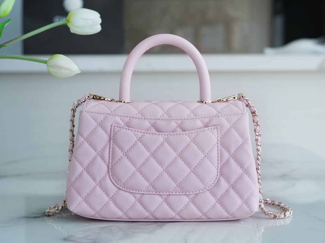 CHANEL 𝑪𝒐𝑪𝒐 𝒉𝒂𝒏𝒅𝒍𝒆 New Cowhide Handle Small Cherry Blossom Pink