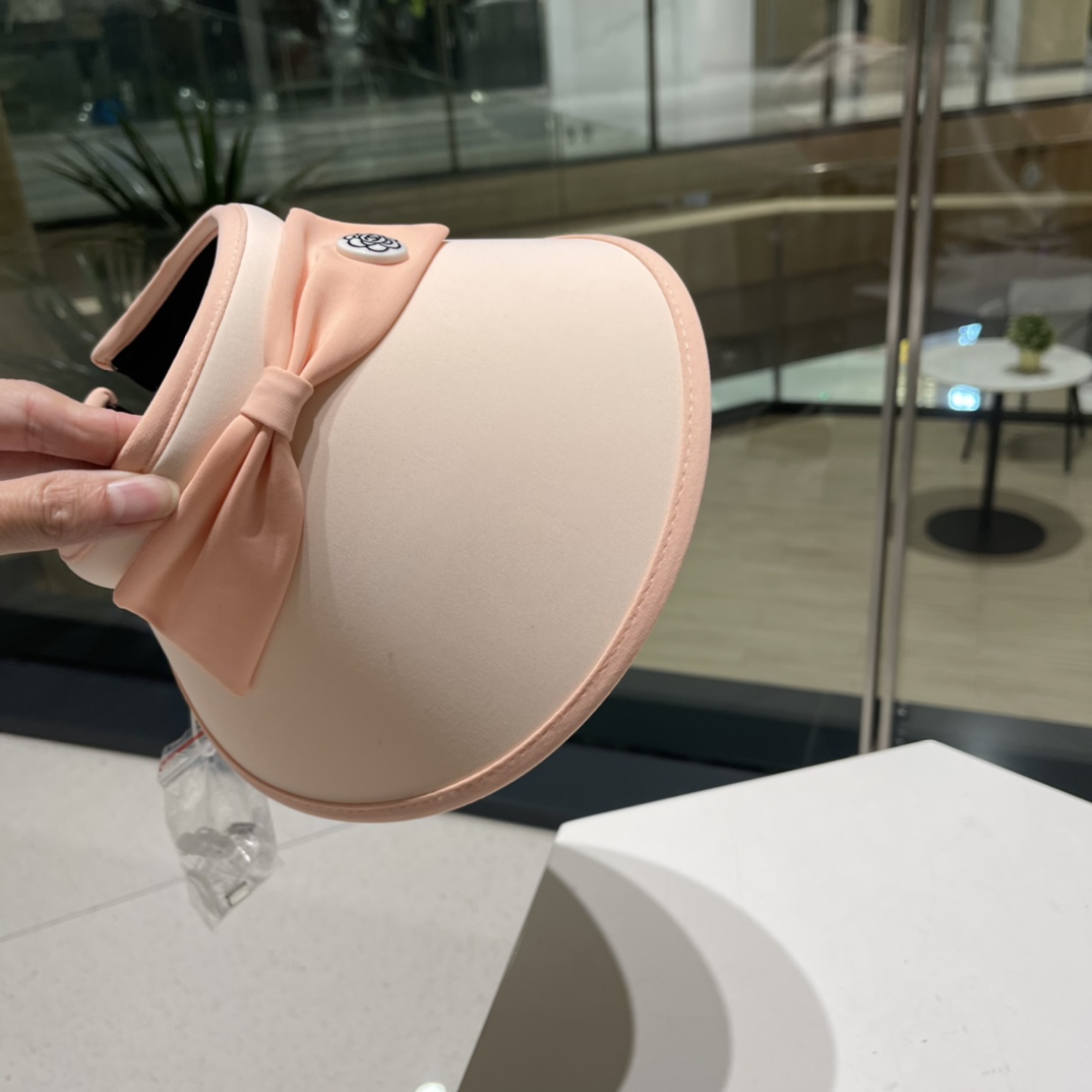 Chanel Bow Hat Empty Top Sun Protection UV Sun Shade Cap