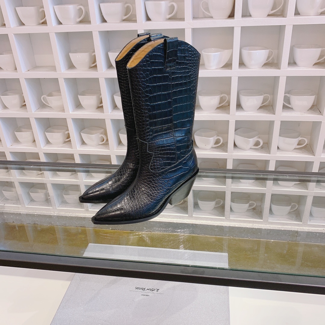 𝙎𝙏𝙊𝙍𝙄𝙀𝙎 STORIES | ²⁰²⁰⁰ Crocodile Western Cowboy Boots Chunky Heel Long Boots Autumn/Winter New Explosive on New