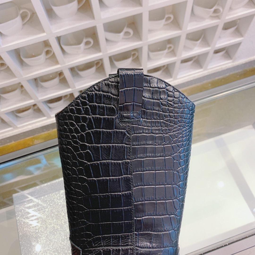 𝙎𝙏𝙊𝙍𝙄𝙀𝙎 STORIES | ²⁰²⁰⁰ Crocodile Western Cowboy Boots Chunky Heel Long Boots Autumn/Winter New Explosive on New