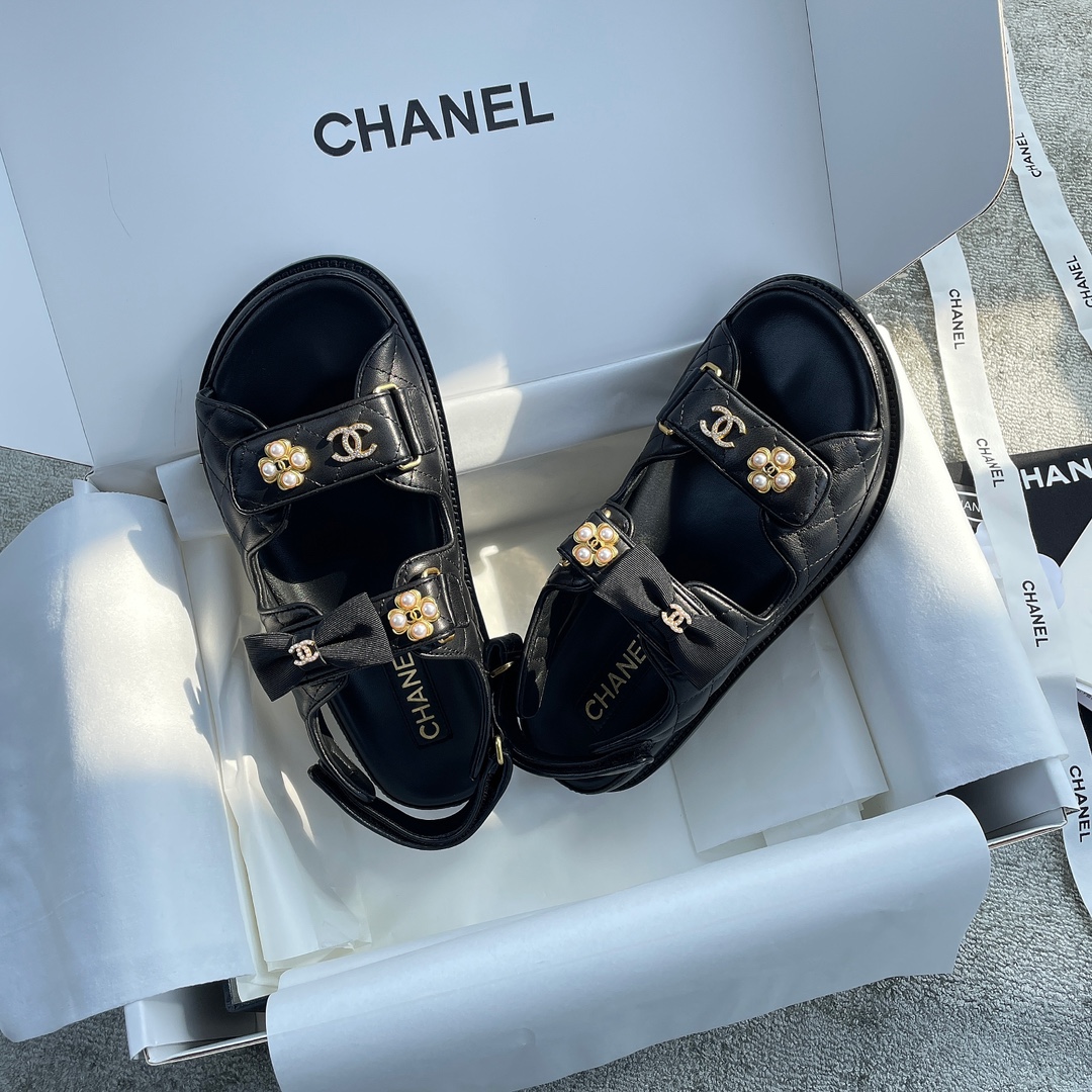 CHANEL new color bow sandals classic beach shoes every year the new color