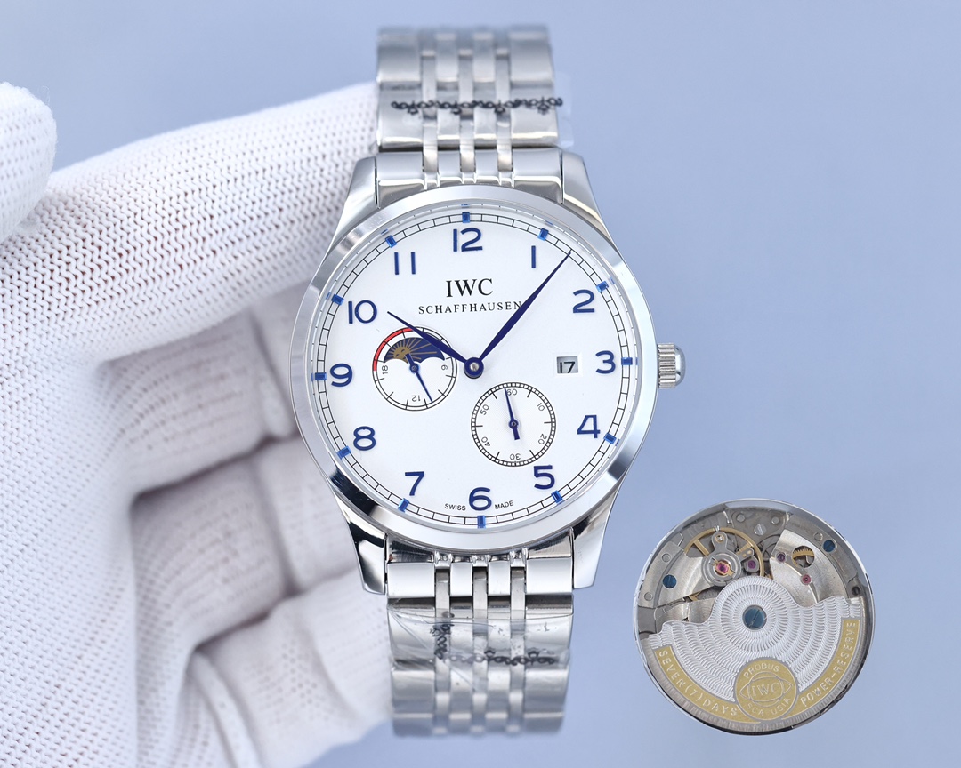 IWC- Fine men's watches Fully automatic mechanical movement, top 316 steel case and strap