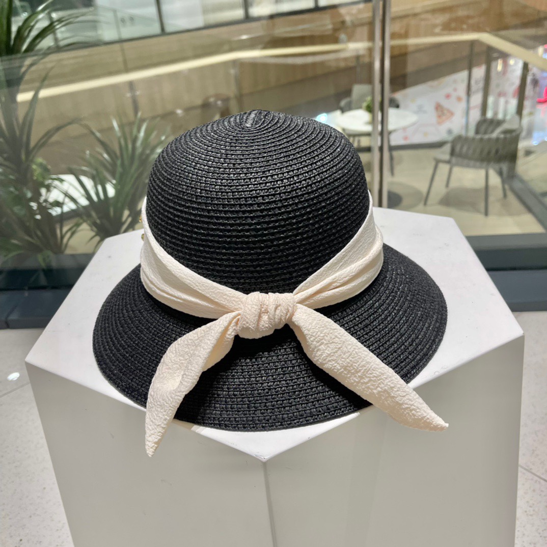 Chanel2023's new straw sunshade straw hat basin
