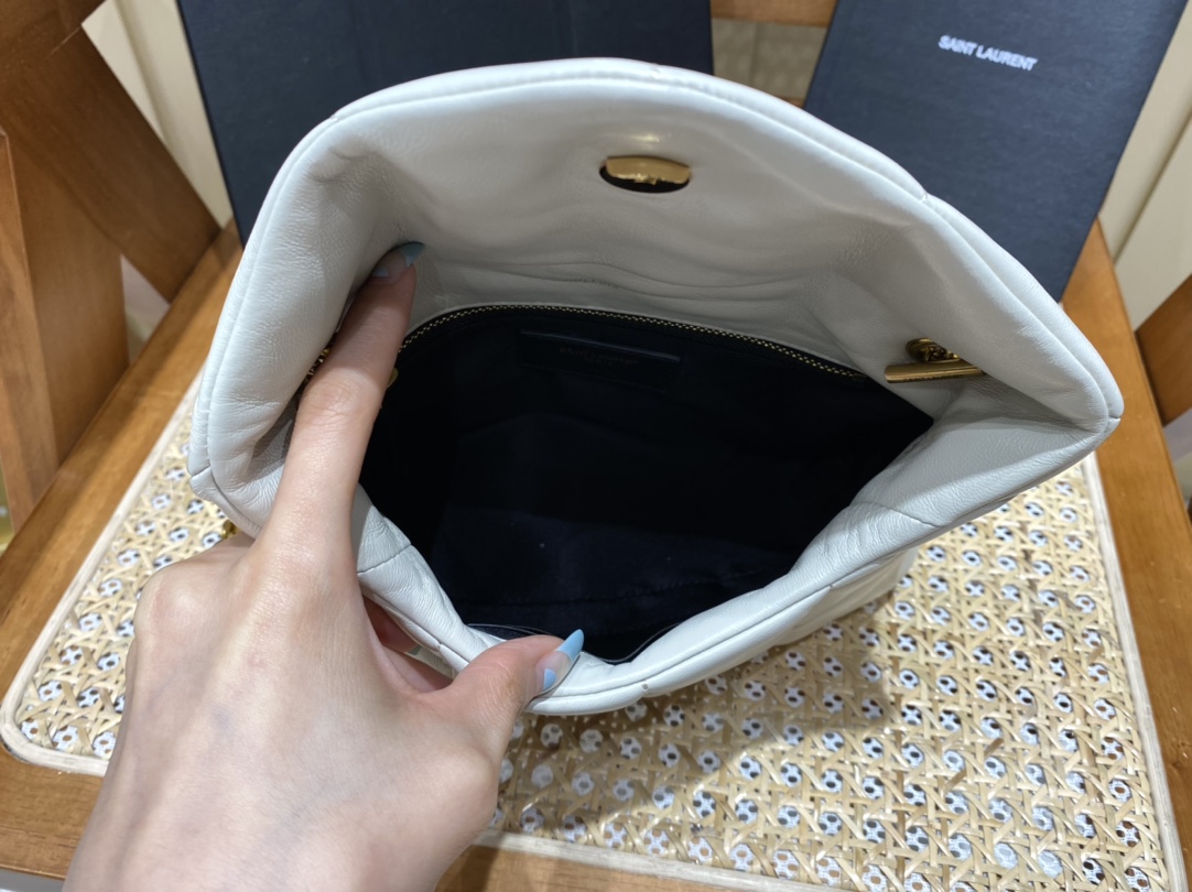 SAINT LAURENT #𝙇𝙤𝙪𝙇𝙤𝙪 𝙥𝙪𝙛𝙛𝙚𝙧LOULOU PUFFER Mini Quilted Lambskin Bag #620333Original Leather