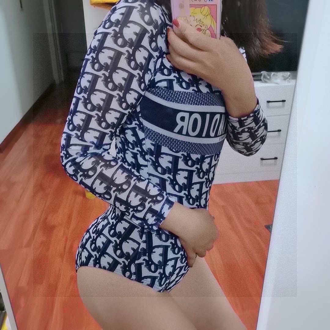 Dior gauze one-piece swimsuit