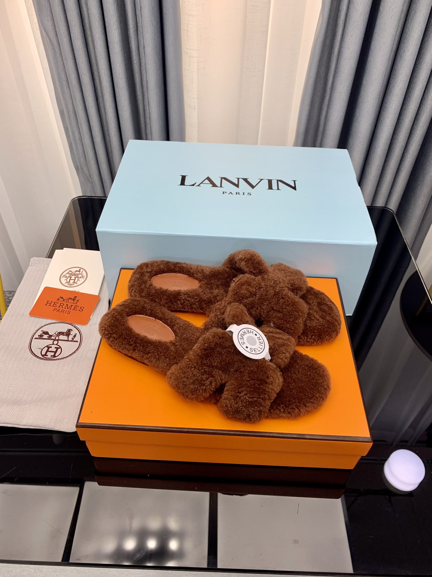 Hermes Autumn and Winter Flat Fur Drags