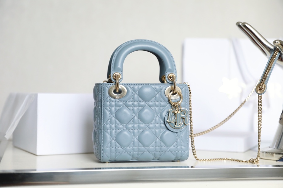 DIOR LADY three compartments blue enamel buckle