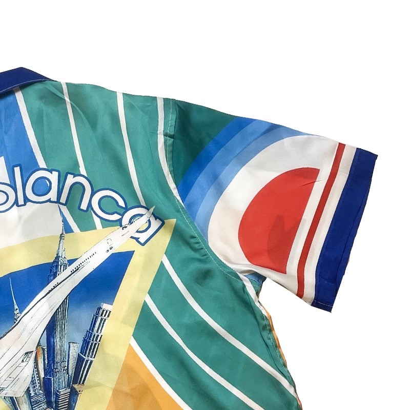 Casablanca Painted Plaid aircraft printed silk casual short-sleeved shirt