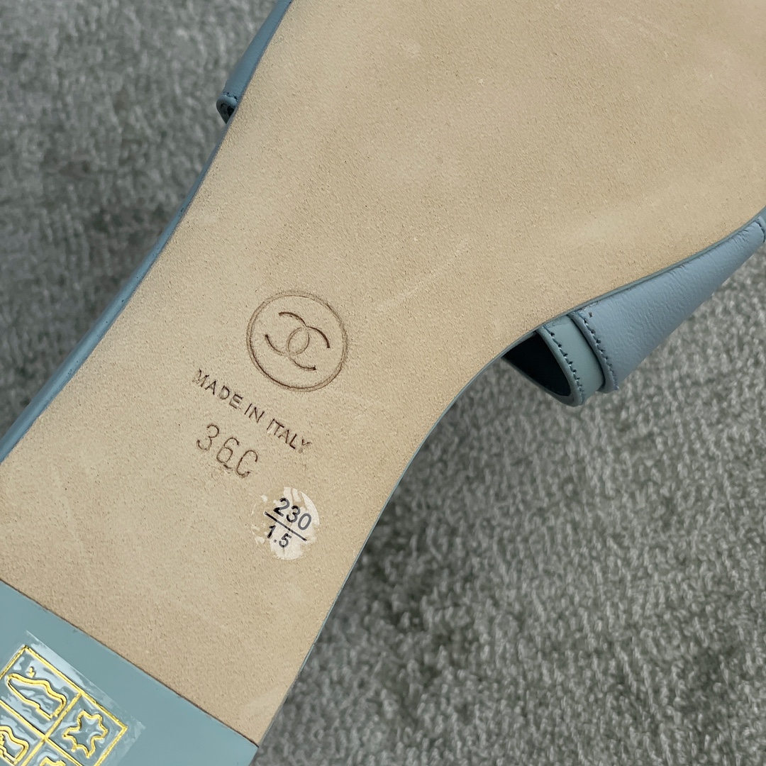 CHANEL Chanel slippers pearl leather strips and small diamond combination imported A grade sheepskin