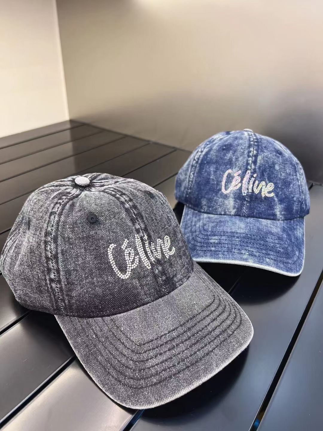 CELINE New Washed and Distressed Denim Baseball Cap