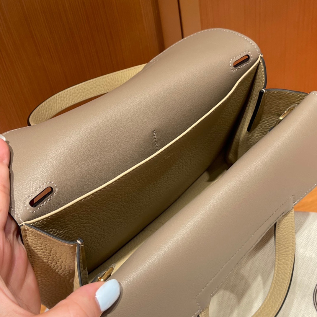 Halzan 25cm New stock tc leather S2 trench coat grey patchwork 18 elephant grey gold buckle