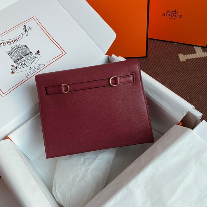 Kelly DanSe 22cm picture wine red gold and silver buckle in stock evercolor leather