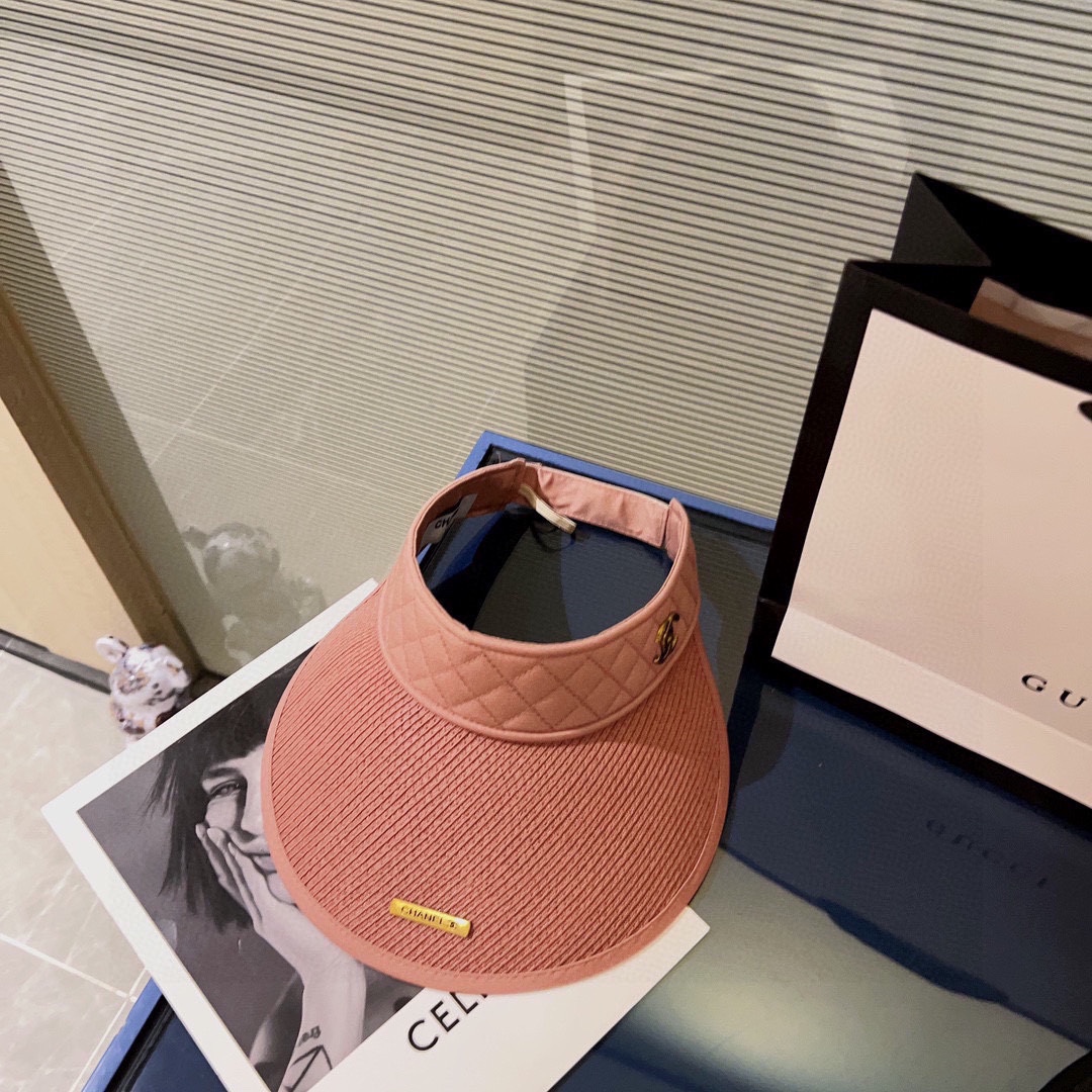CHANEL sun visor empty top hat