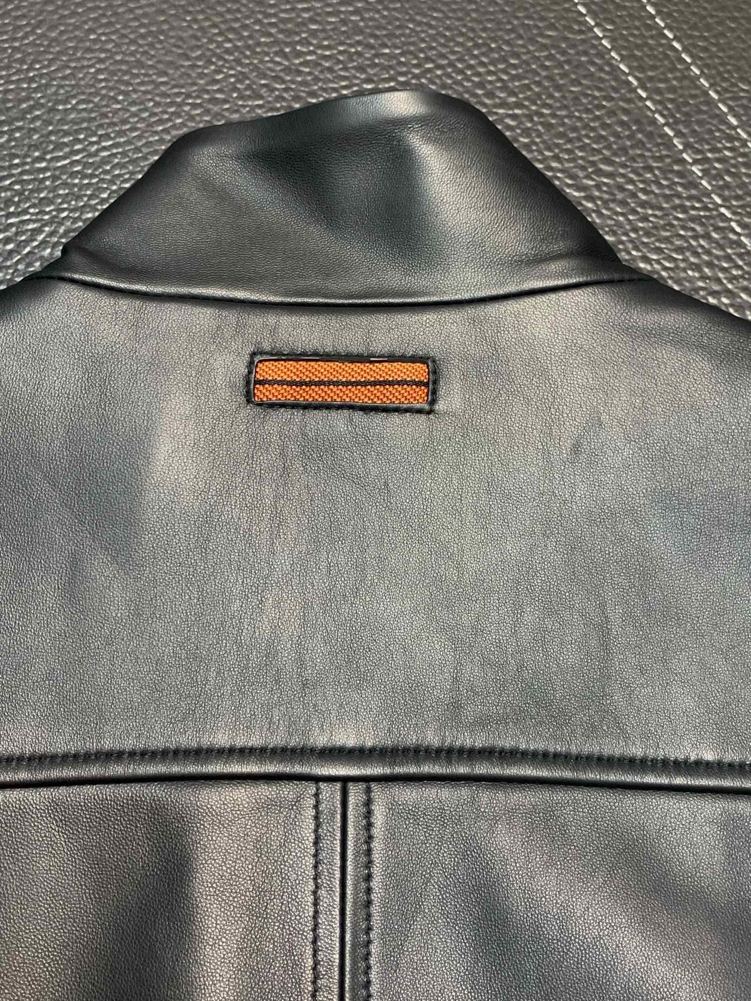 Zegna Stand collar leather jacket