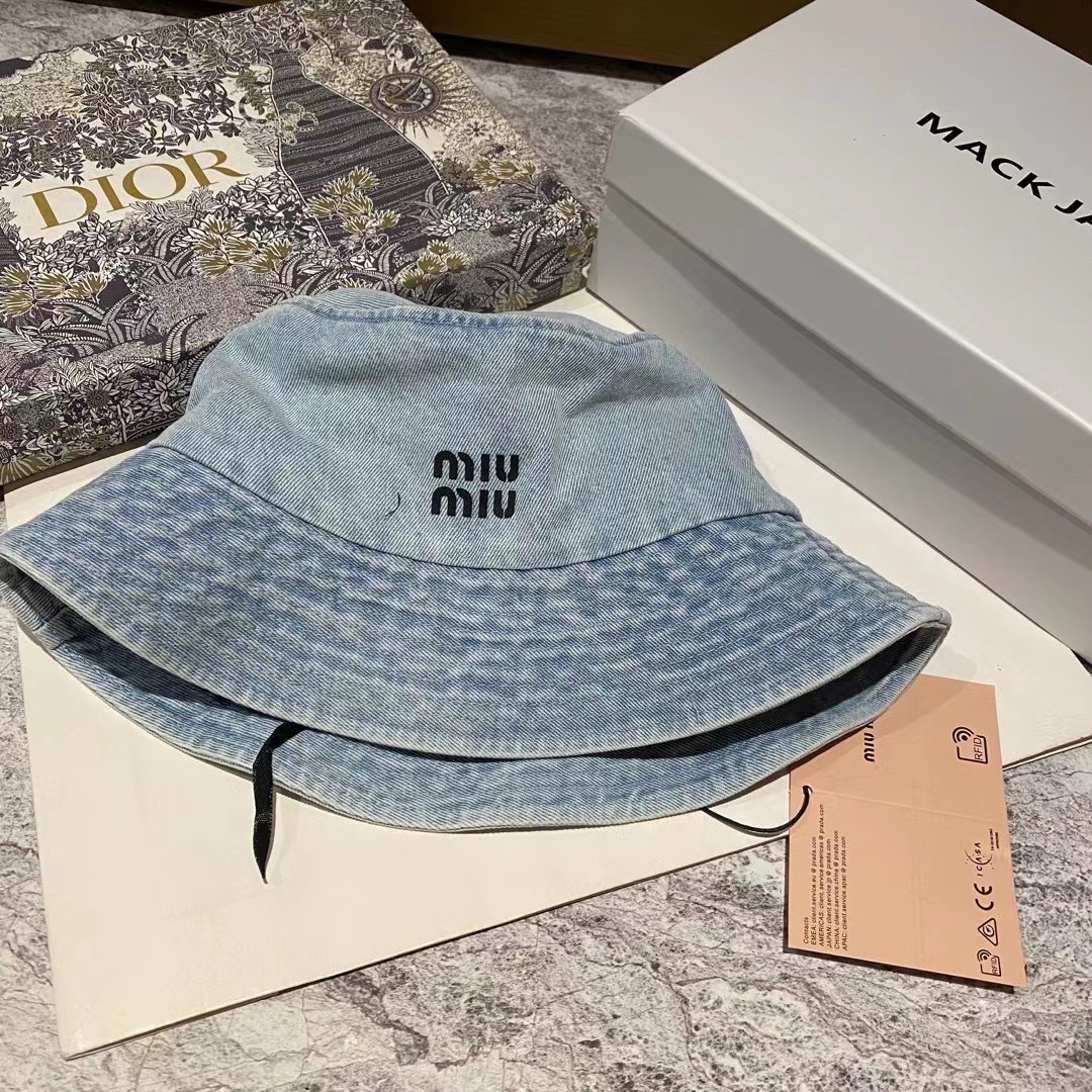 MIU MIU New Washed Denim Bucket Hat