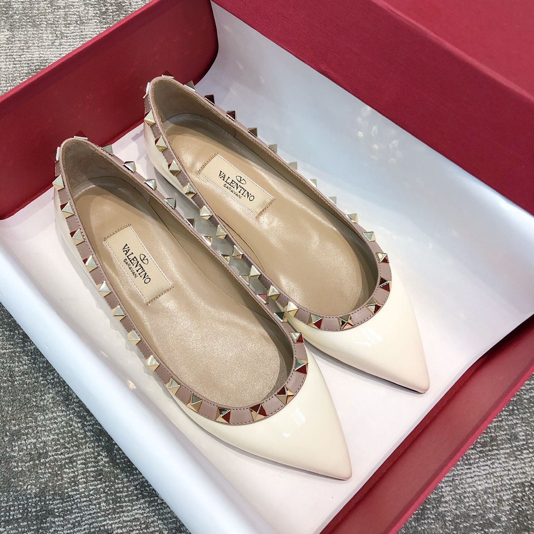 Valentino VT Collection Flats Patent Leather White