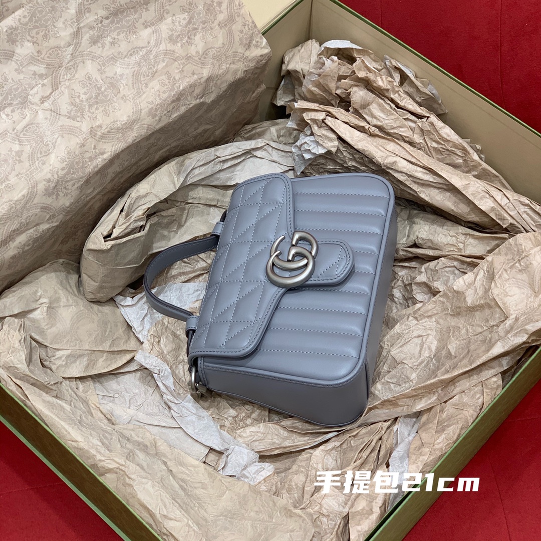 GUCCI marmont geometric series (handbag gray 21cm)# 583571