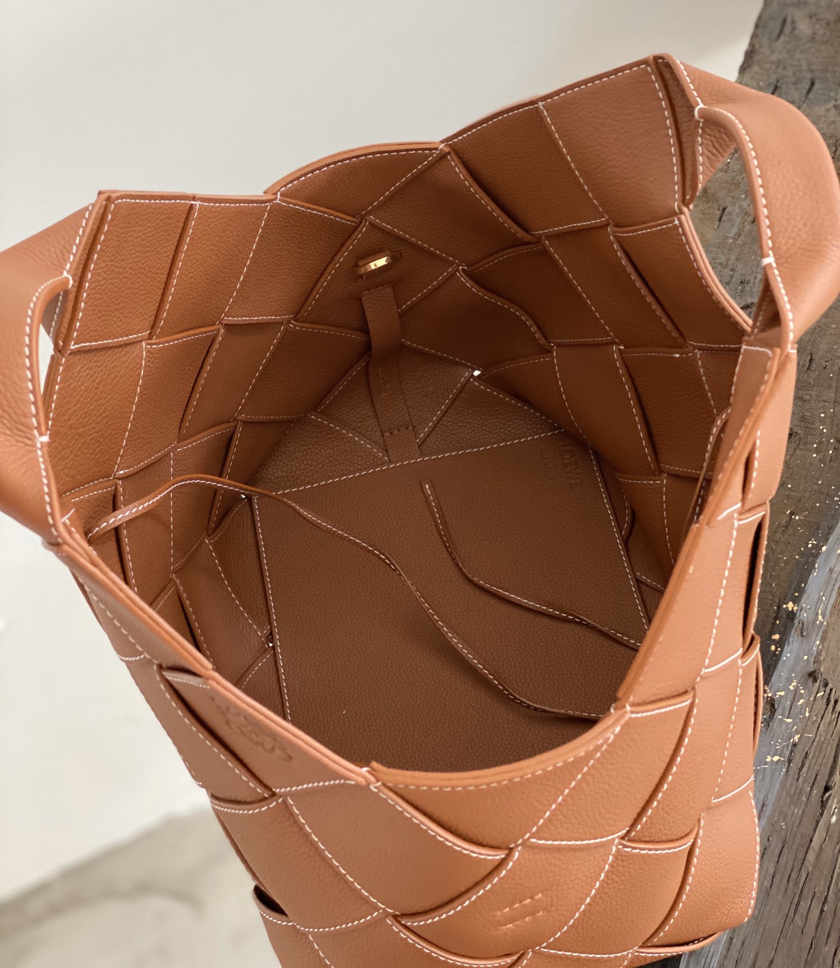 LOEWE Woven Basket Gingham Bag #10118