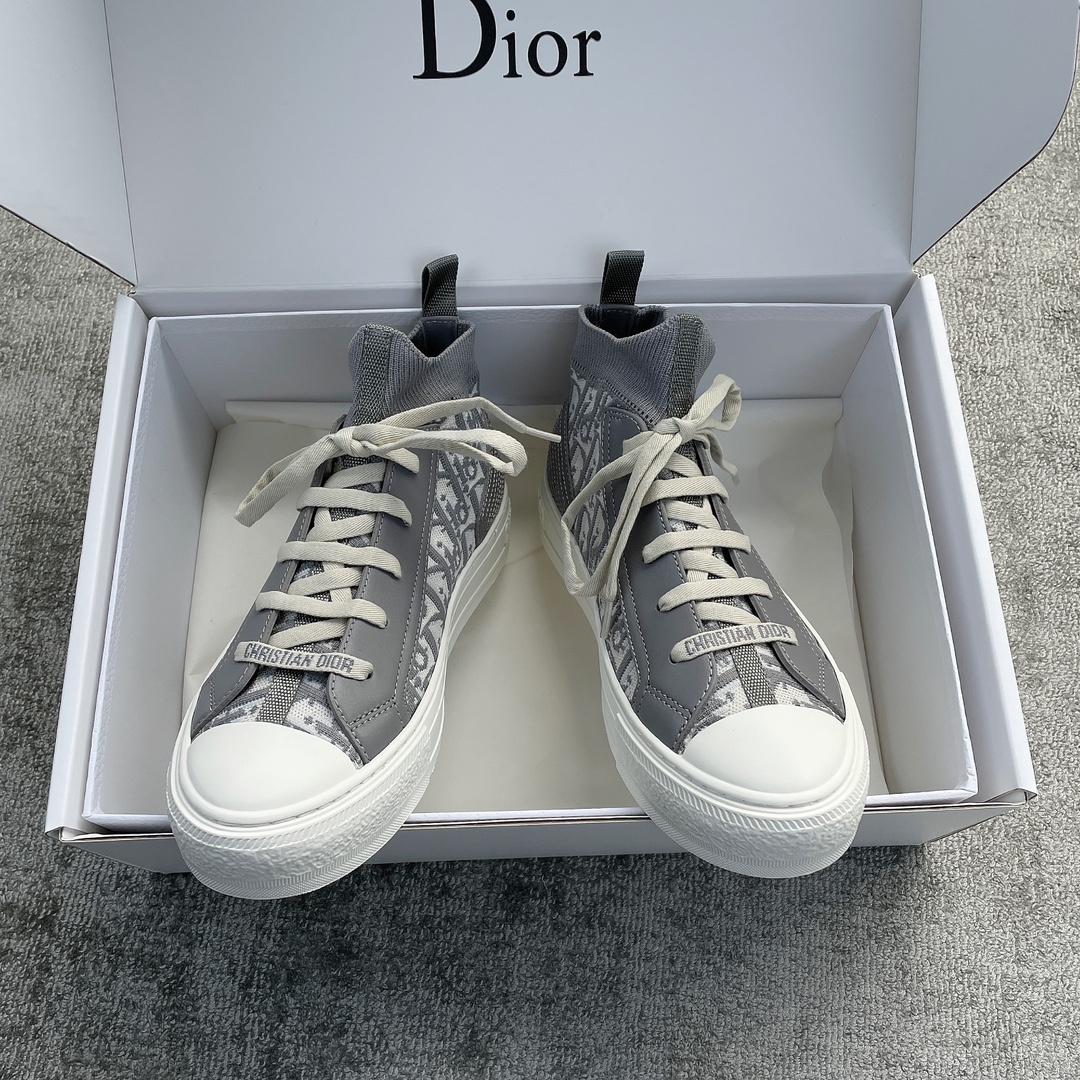 DIOR high top monogrammed shoes grey