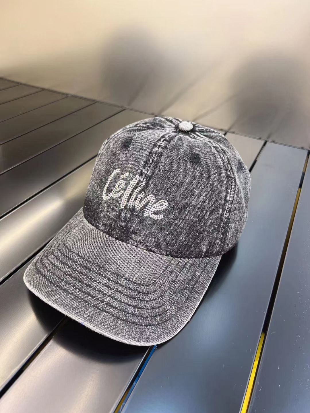 CELINE New Washed and Distressed Denim Baseball Cap