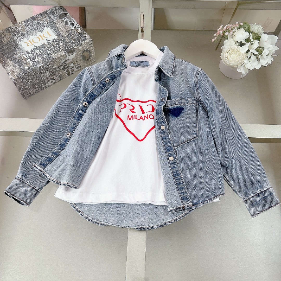 Prada T-shirt, denim jacket and pants 3-piece set