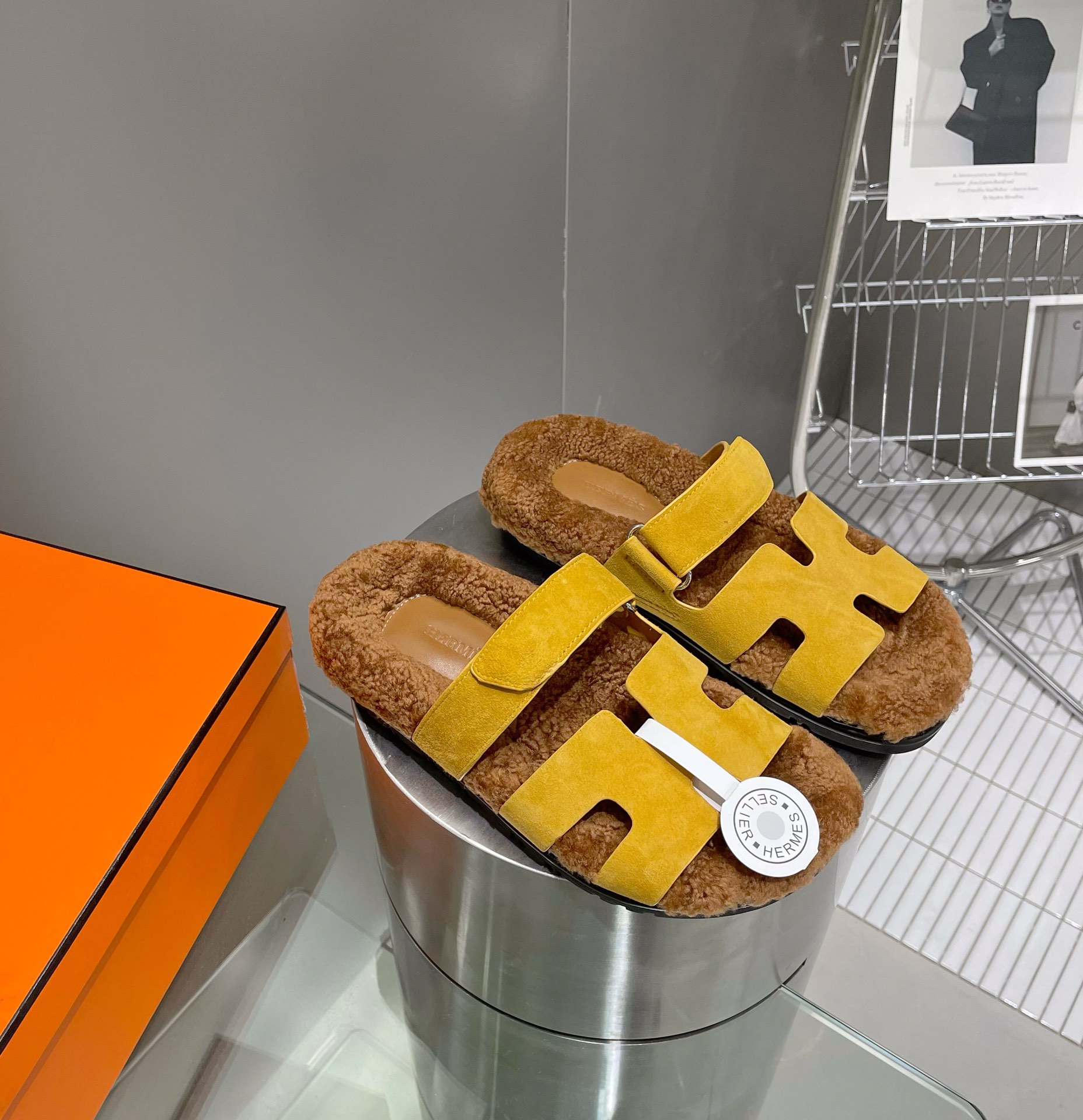 Hermes teddy fur uncle shoes