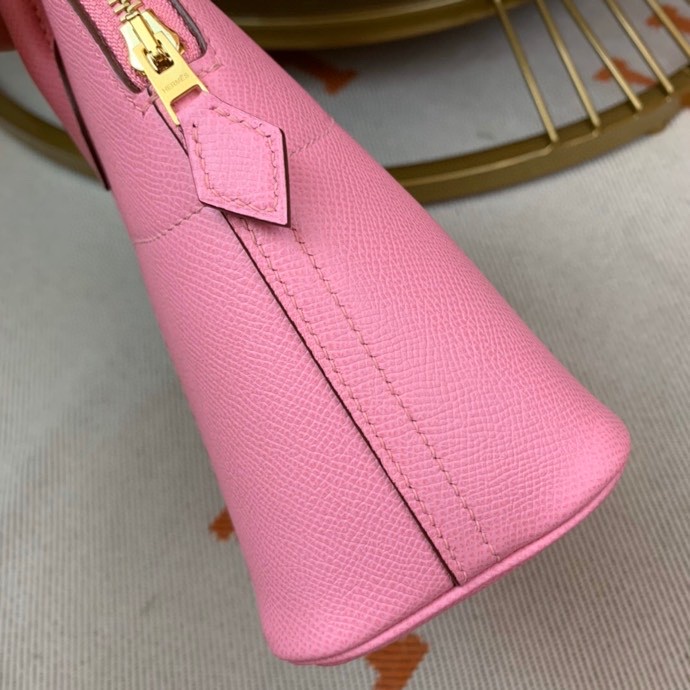 Bolide 27cm Imported original Epsom leather Half hand waxed stitching Sakura pink Silver buckle