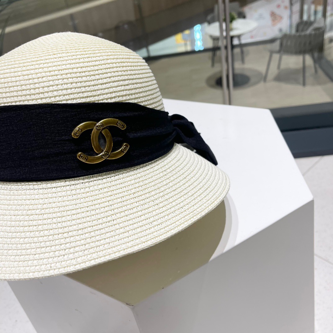 Chanel2023's new straw sunshade straw hat basin