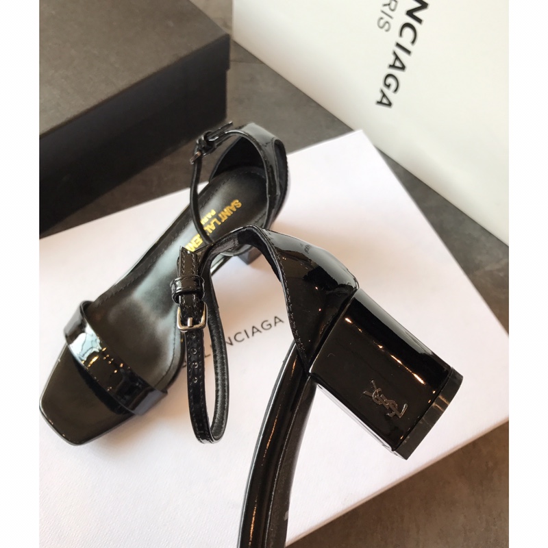 【Saint Laurene Saint Laurent】 YSL summer model thick heeled sandals with 6.5cm high