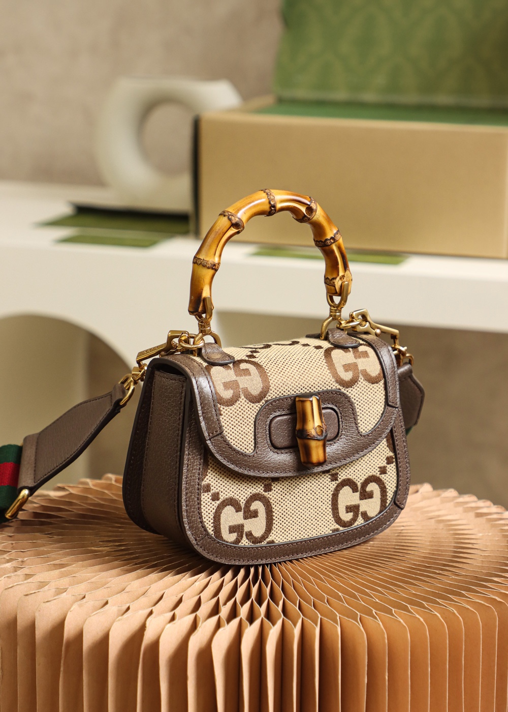 GUCCI 𝐌𝐢𝐧𝐢 double 𝐆 pattern king fried bamboo festival #686864