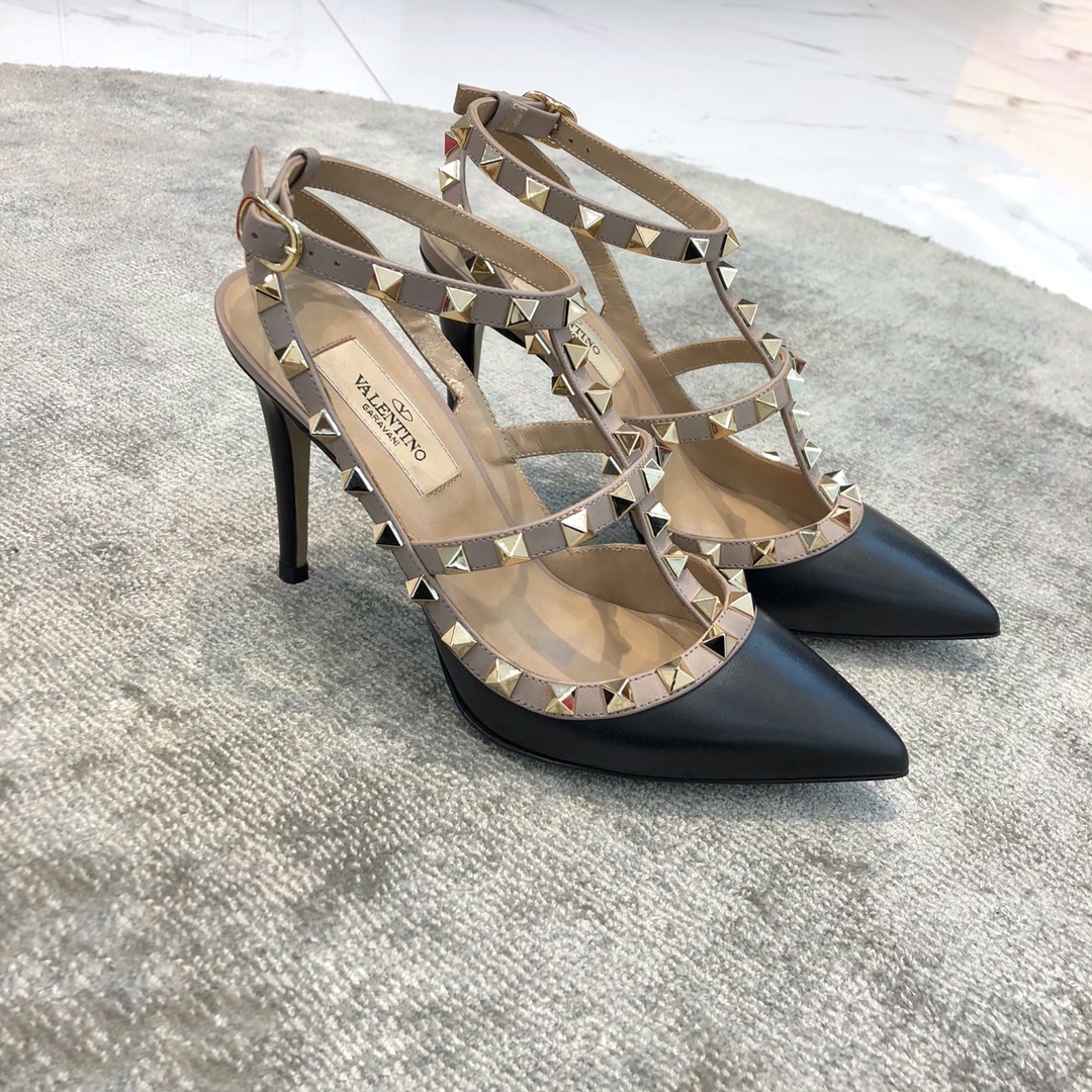Valentino VT Collection Two Strap Mid Heel 10cm Black