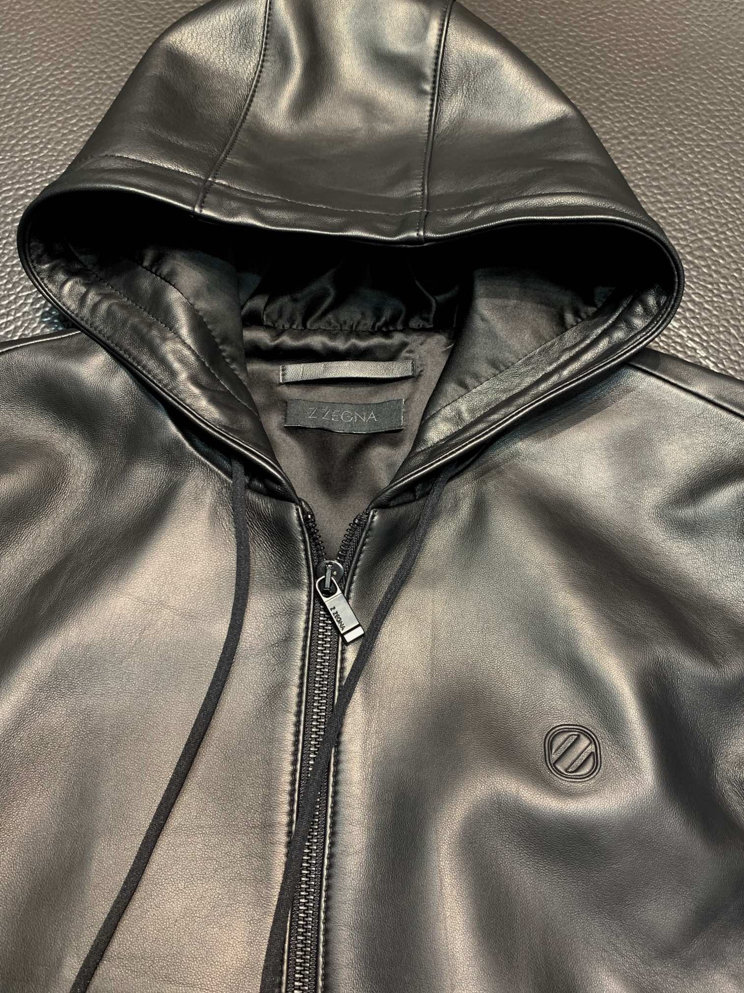 Zegna hooded leather jacket