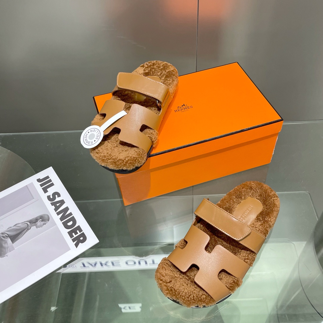 Hermes teddy fur uncle shoes