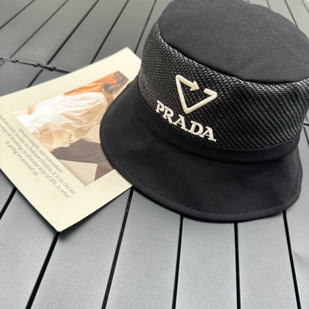prada classic triangle bucket hat