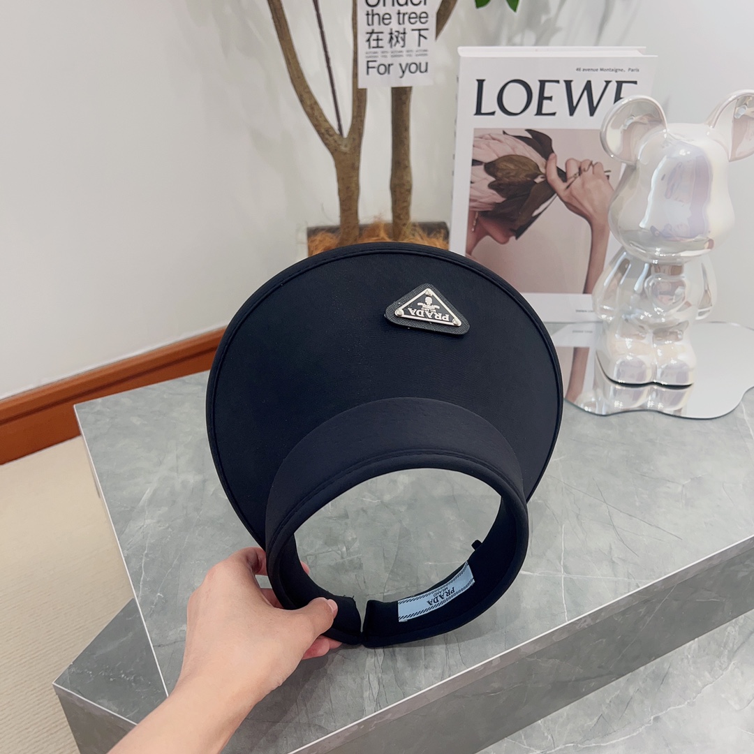 [PRADA Prada] 2023 summer new ice silk sun visor empty top hat