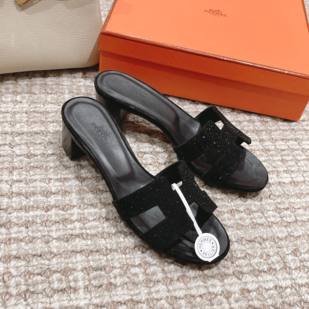 Hermes Oasis diamond face slippers series