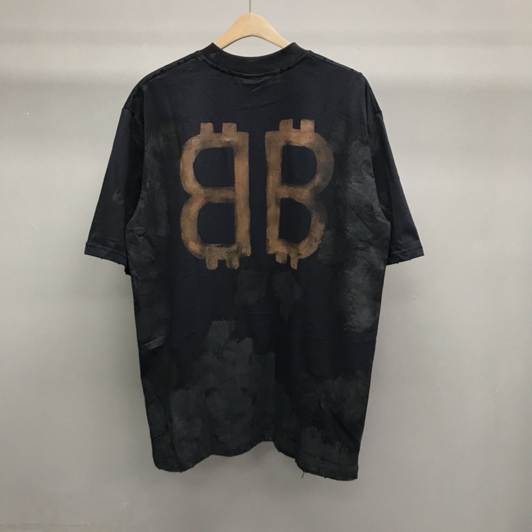 Balenciaga BB Industrial Cement Painted T-Shirt