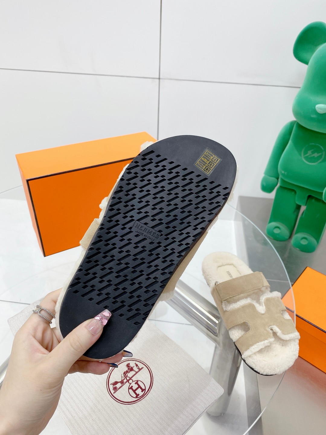 Hermes teddy fur uncle shoes